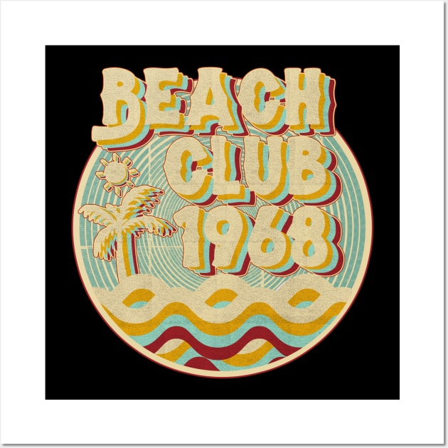 vintage retro beach club 70s 1968 with spirale turqoise Wall Art by lord cobra